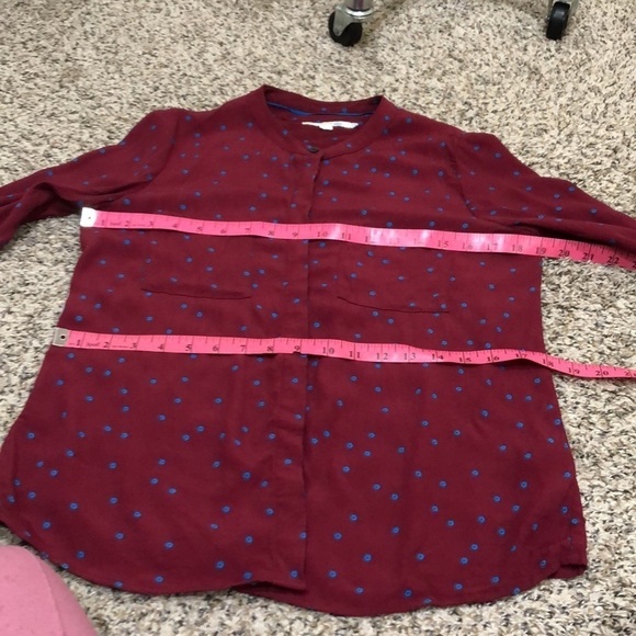 Boden Blouse Size US 8R Red Retro Floral Print Button Up Top - Picture 9 of 11